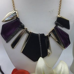 Alexis Bittar Laced Shared Black Lucite Necklace